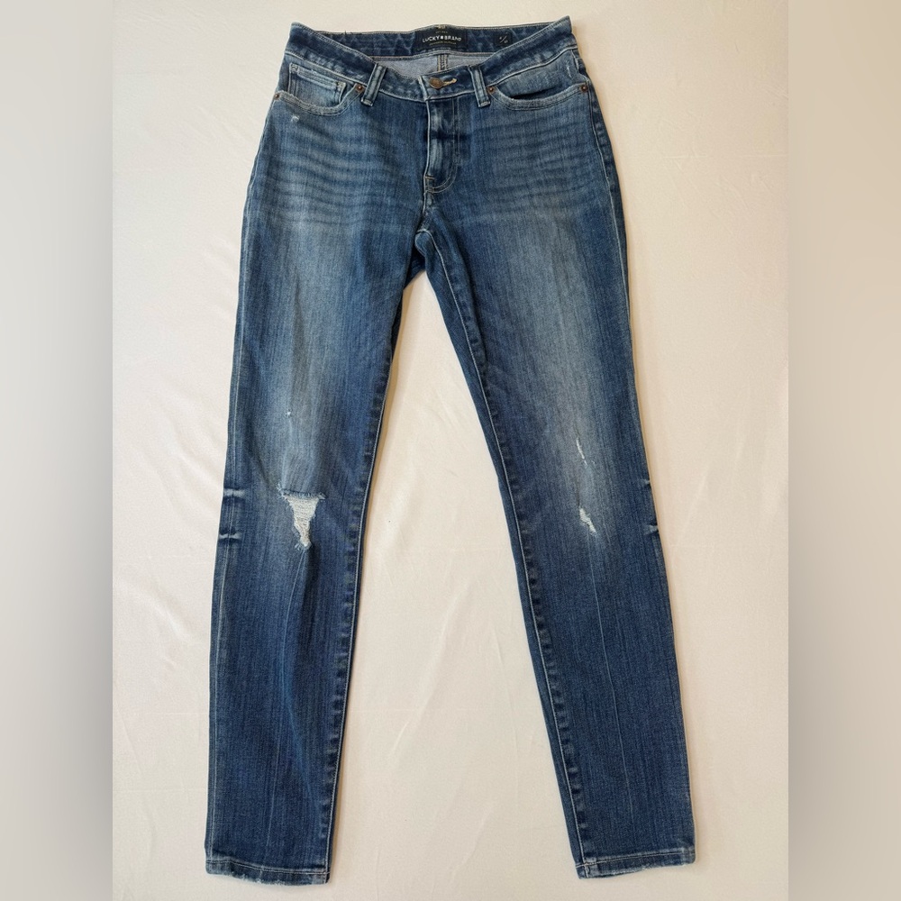 Lucky Brand Skinny Jeans Size 4 (27) Distressed Medium Wash Stretch